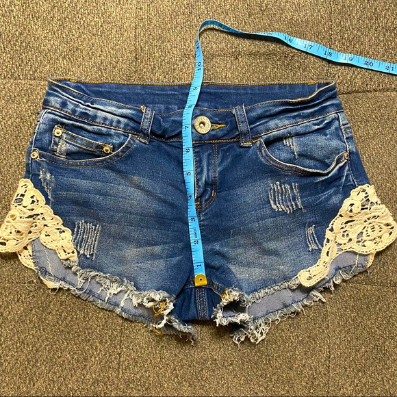 Distressed Lace Jean Shorts, Low Rise by Ardene - Picture 8 of 9